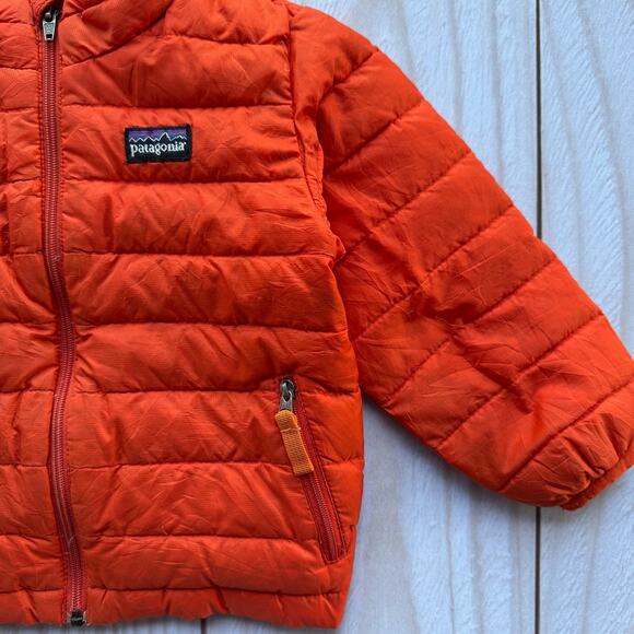 Patagonia Goose Down Sweater Baby 18M Puffer Insulation Toddler Jacket Orange - Picture 3 of 11